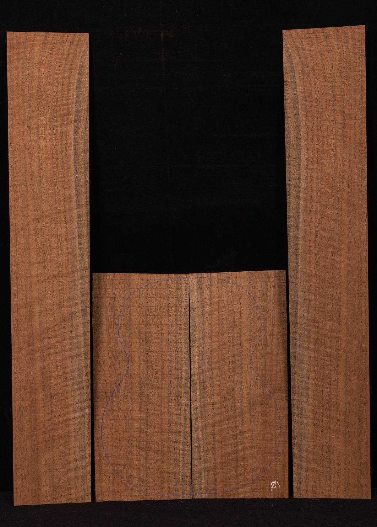 Curly Claro Walnut Tenor Ukulele Back and Sides Set 01