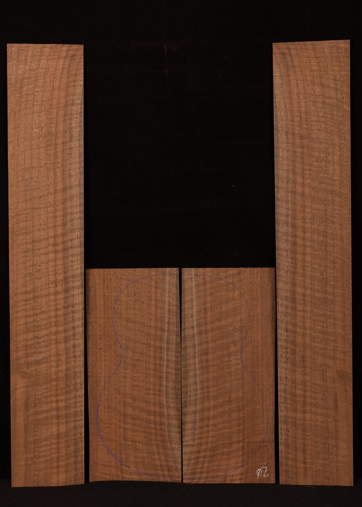 Curly Claro Walnut Tenor Ukulele Back and Sides Set 02