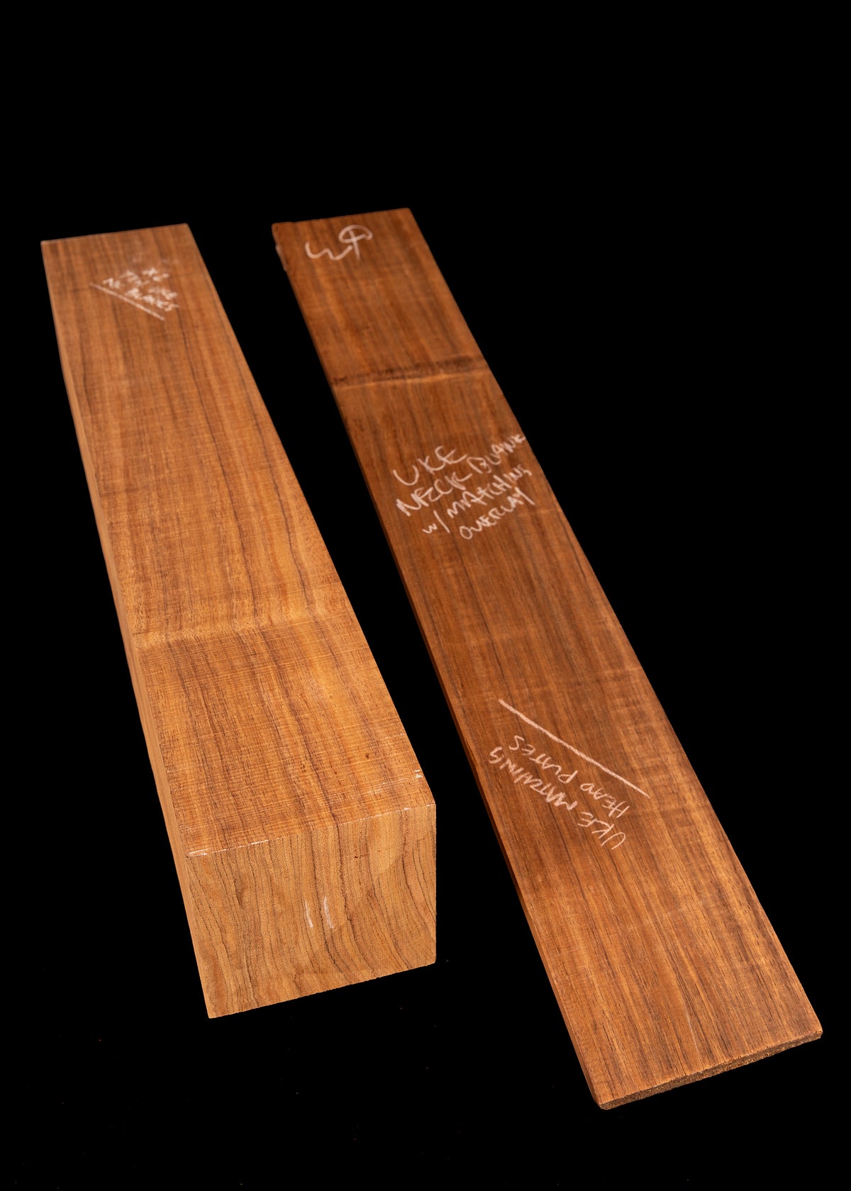 Koa Ukulele Neck Blank w/ Matching Overlay 03