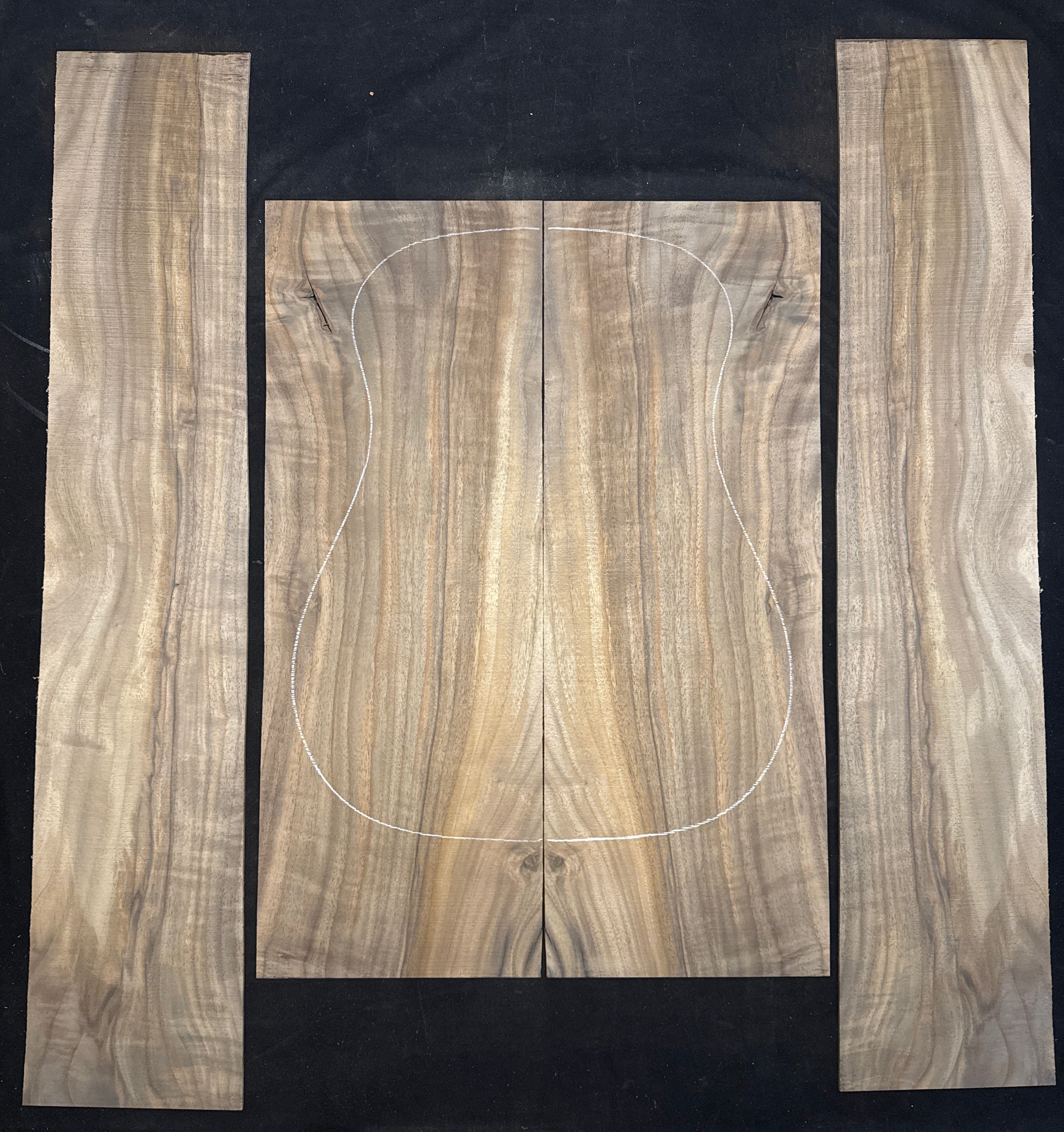 Curly Claro Walnut Acoustic Guitar Back & Sides Set 15