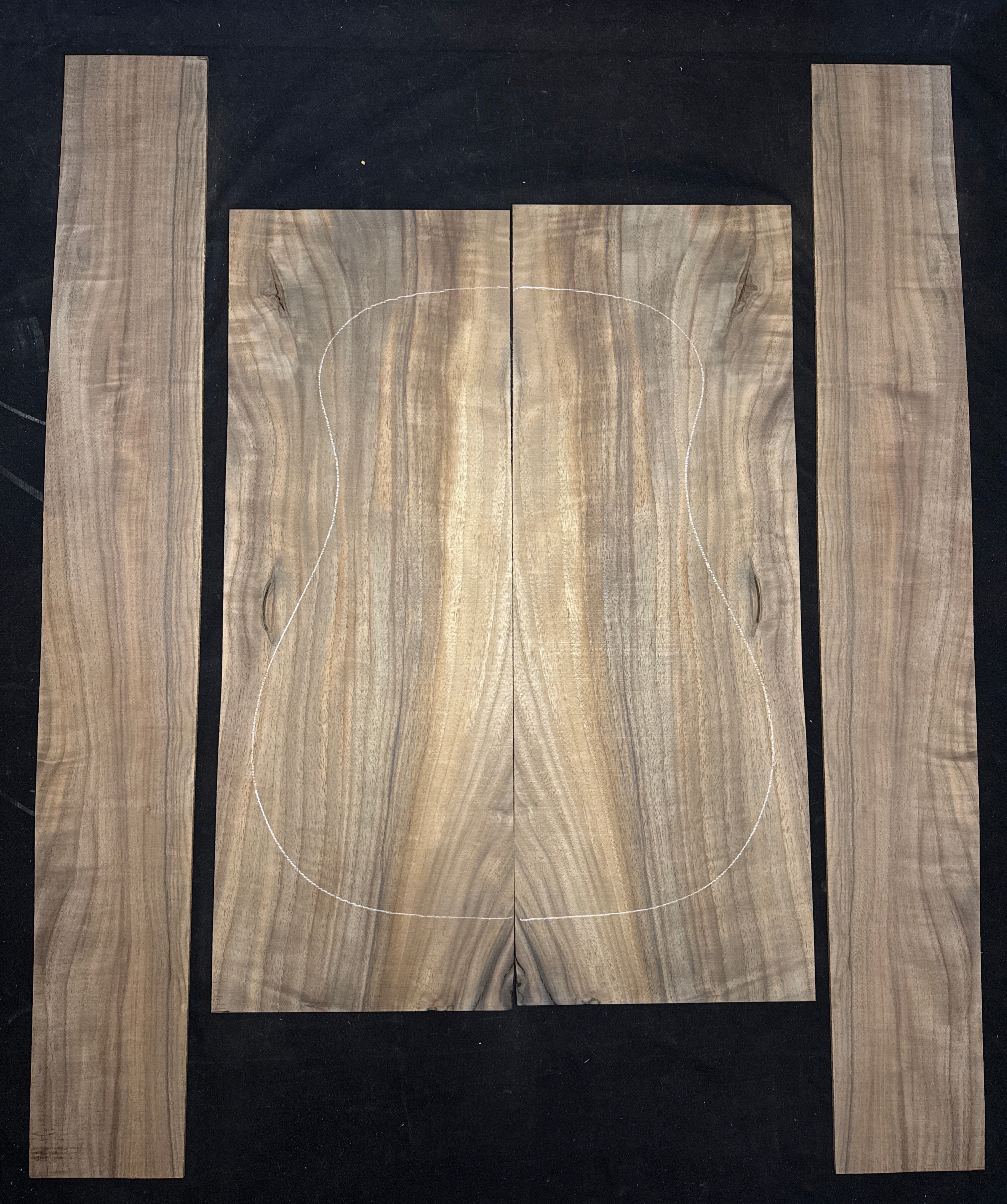 Curly Claro Walnut Acoustic Guitar Back & Sides Set 16