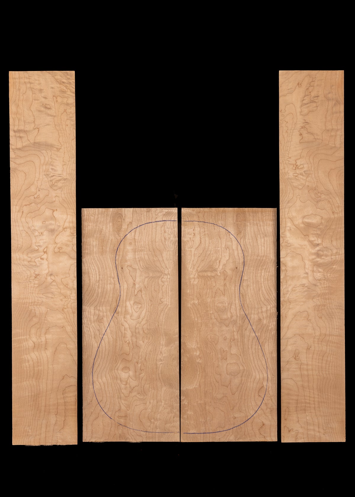 Quilted Maple Acoustic Guitar Back and Sides Set 10