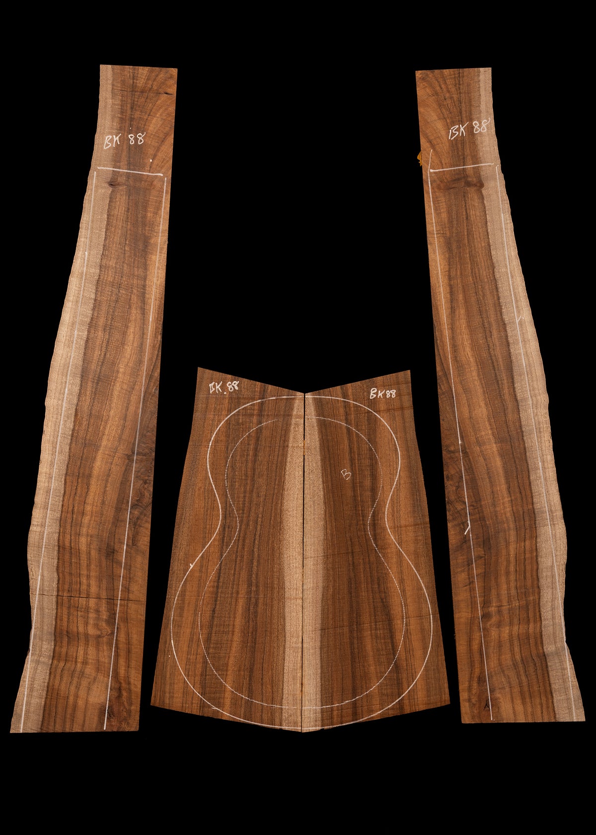 Salvaged Curly Koa Baritone Ukulele Back and Sides Set 33