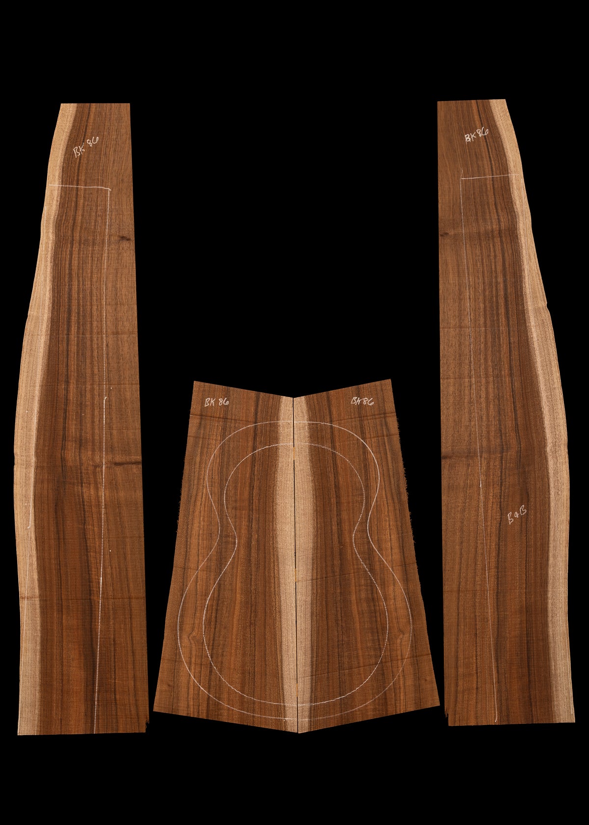 Salvaged Curly Koa Baritone Ukulele Back and Sides Set 34