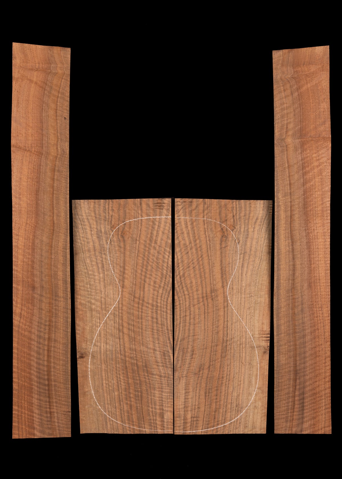 Curly Claro Walnut Acoustic Guitar Back and Sides Set 37