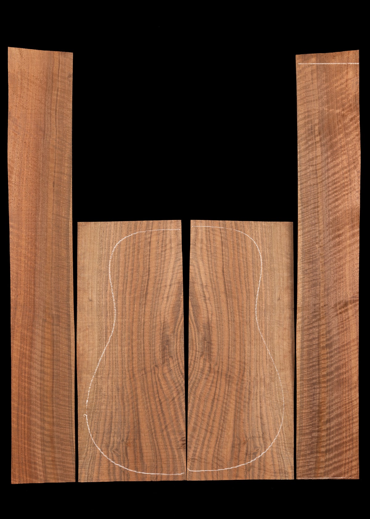 Curly Claro Walnut Acoustic Guitar Back and Sides Set 38