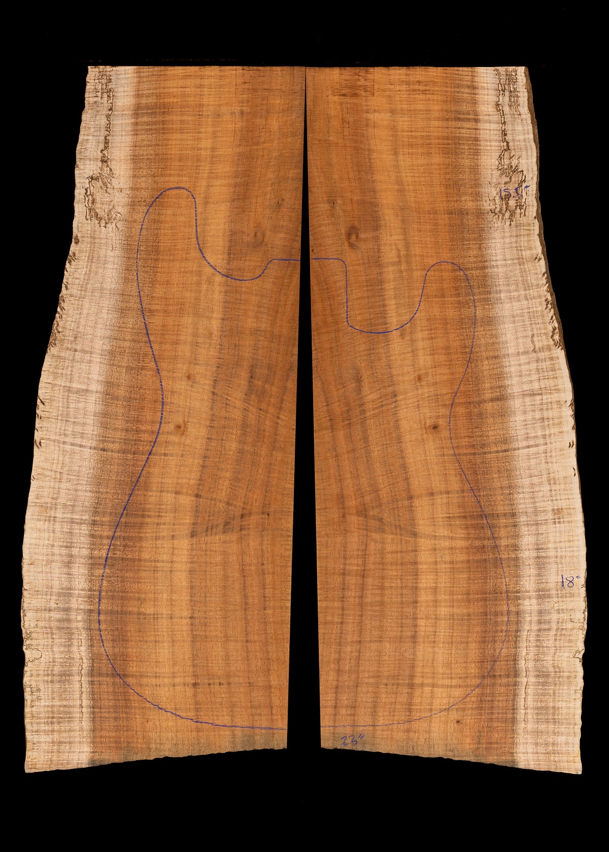 Curly Koa Bass/Electric Guitar Drop Top 38