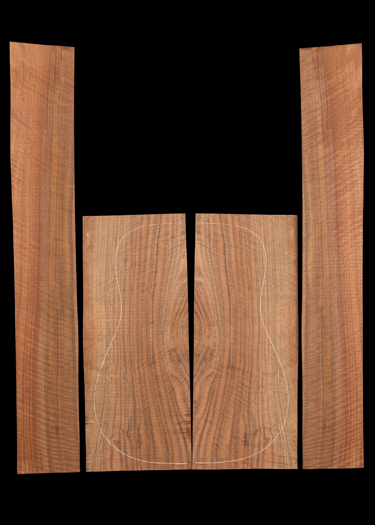 Curly Claro Walnut Acoustic Guitar Back and Sides Set 39