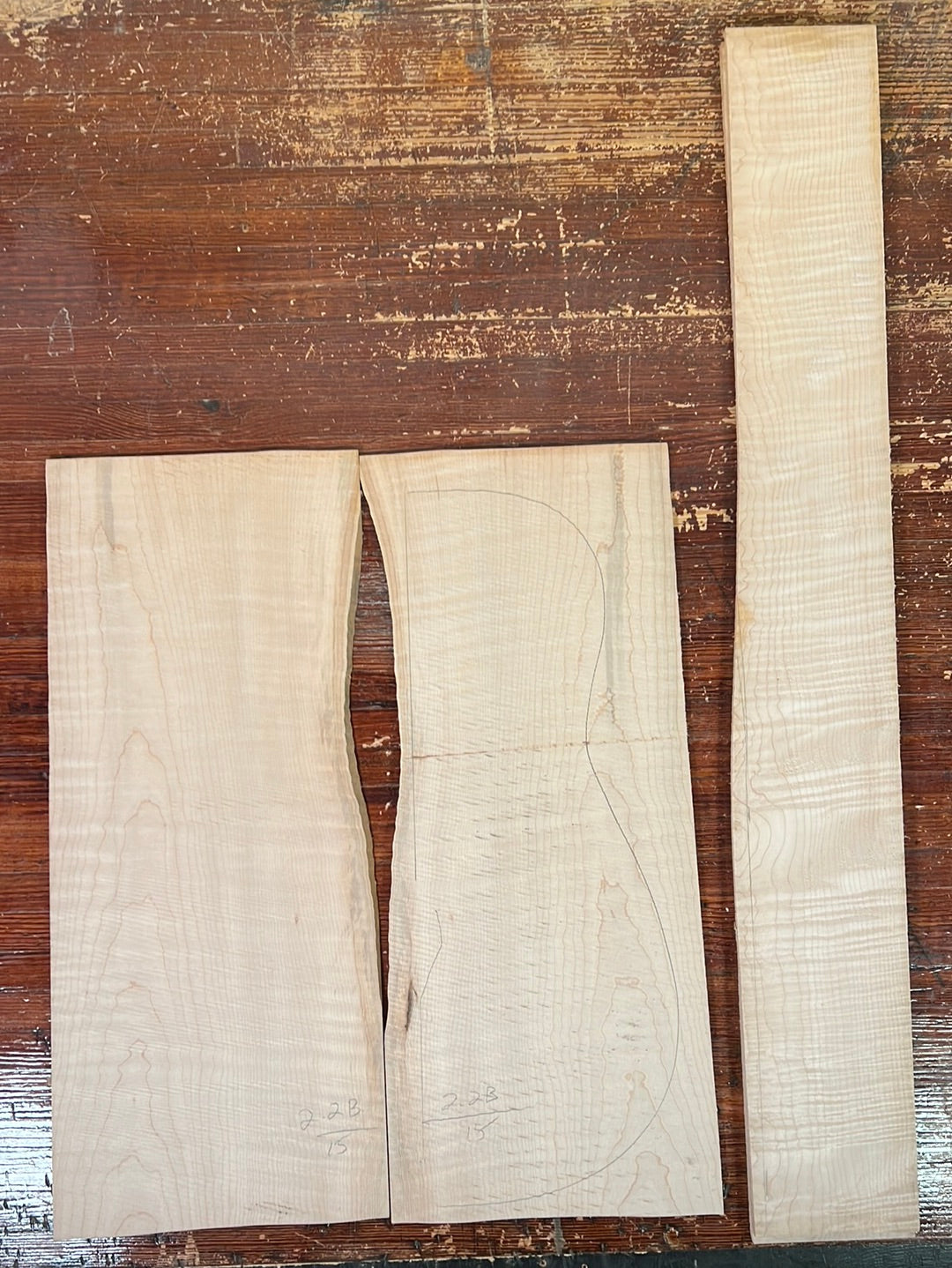 Flamed Eastern Maple Acoustic Guitar Back and Sides Set 2