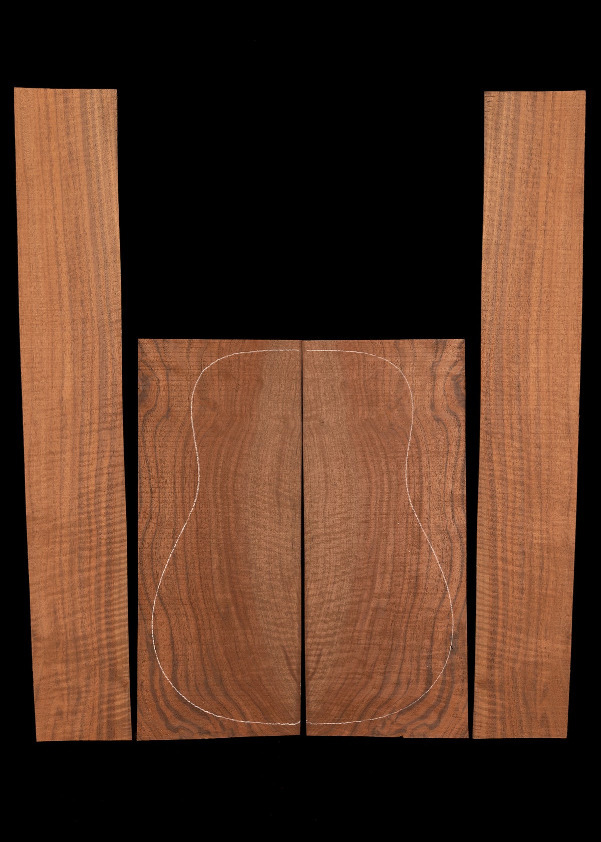 Curly Claro Walnut Acoustic Guitar Back and Sides Set 40