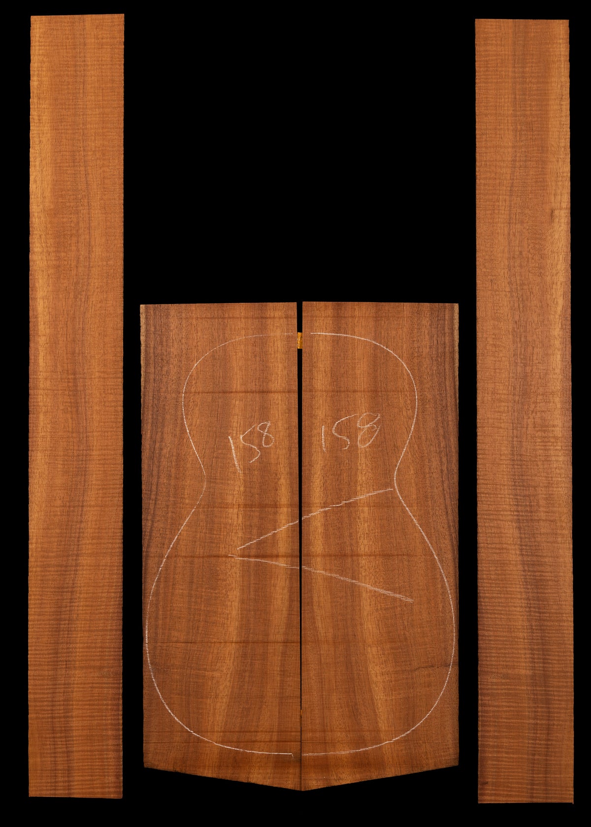 Salvaged Curly Koa Acoustic Guitar Back and Sides Set 48