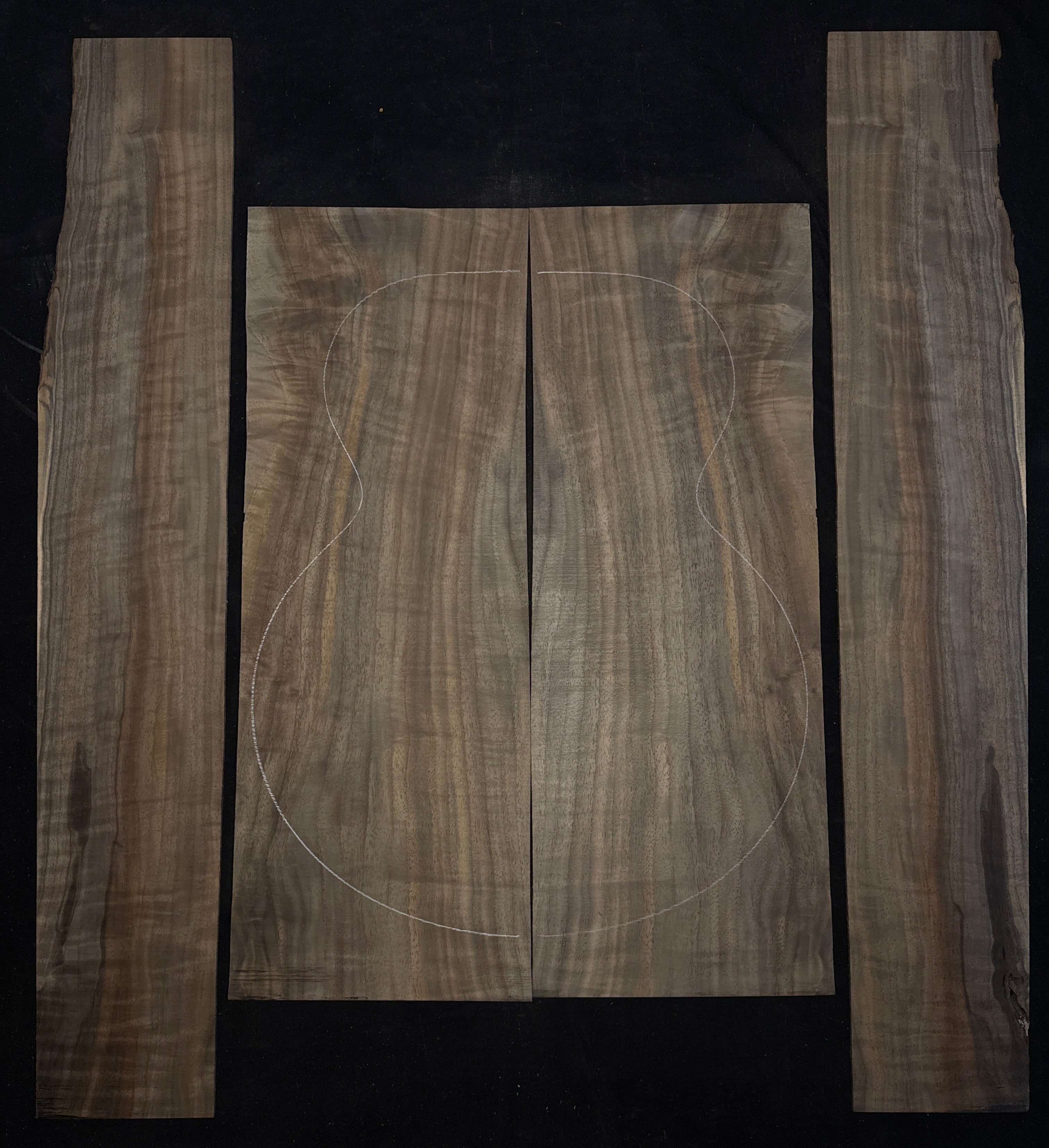 Curly Claro Walnut Acoustic Guitar Back & Sides Set 19