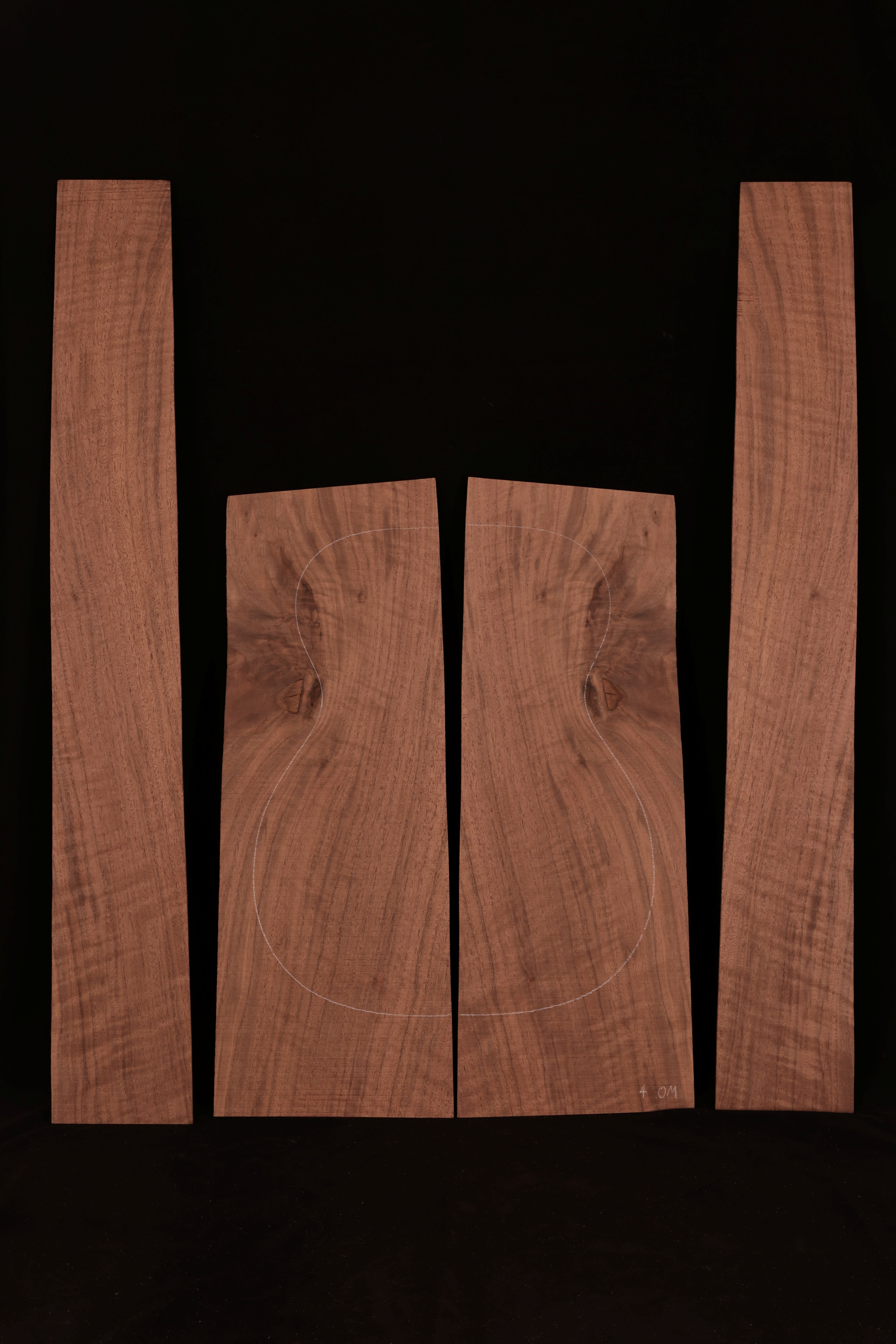 Curly Claro Walnut Acoustic Guitar Back & Sides Set 30