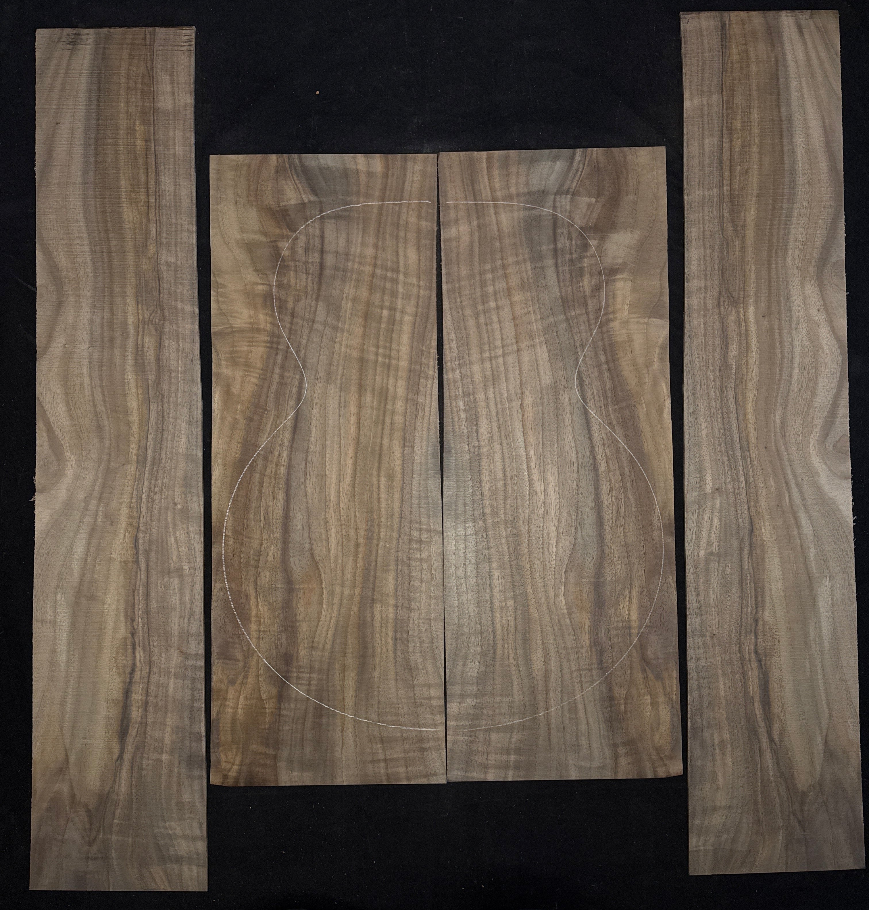 Curly Claro Walnut Acoustic Guitar Back & Sides Set 17