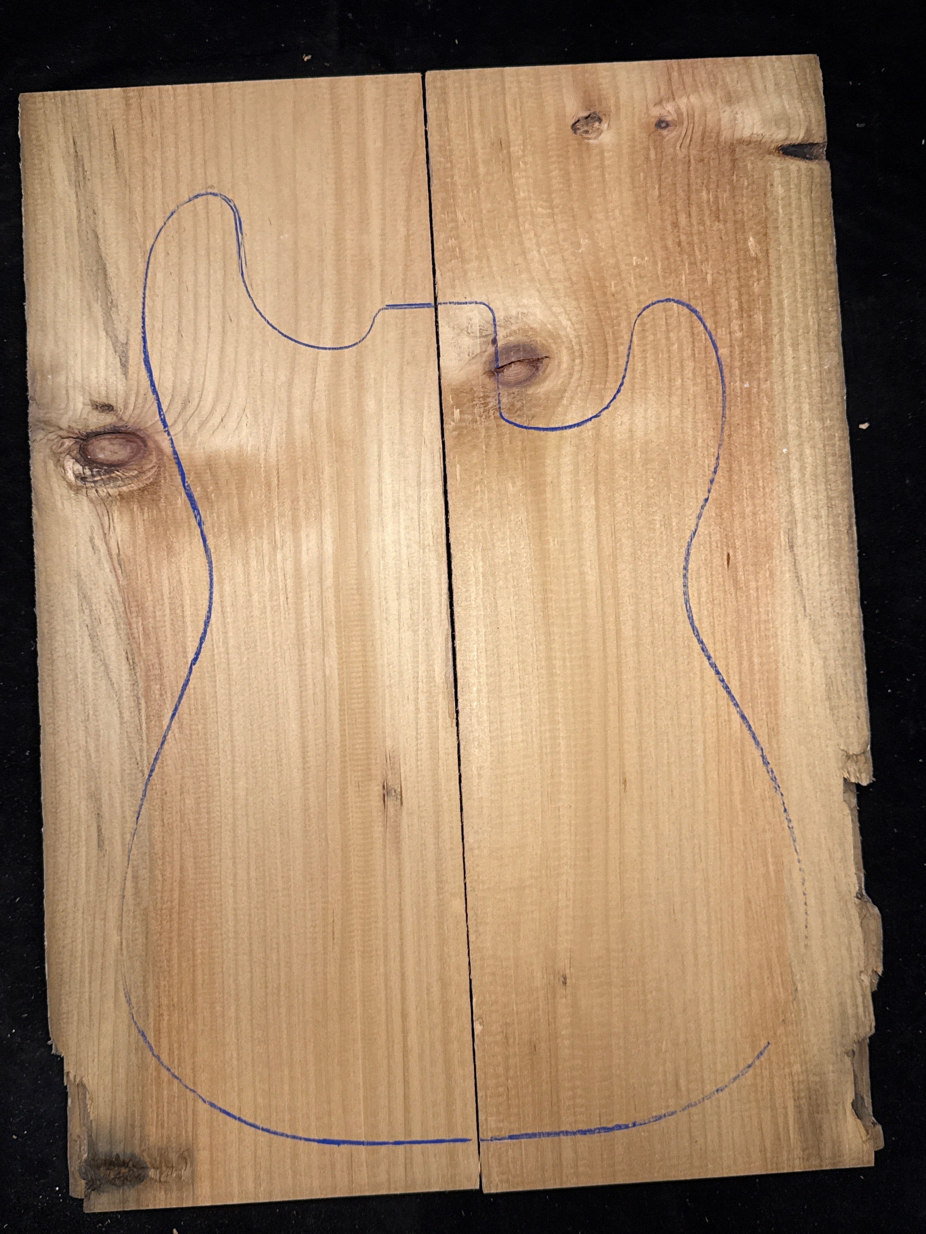 Reclaimed Pine 2-Piece Electric Guitar Body Blank 12