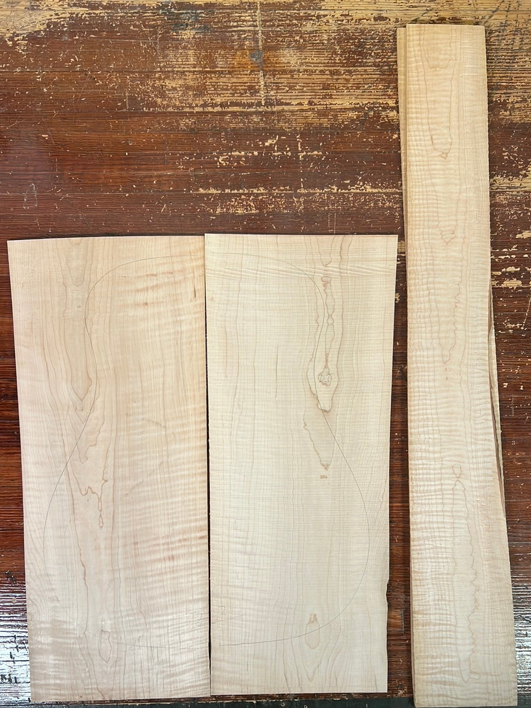 Flamed Eastern Maple Acoustic Guitar Back and Sides Set 4