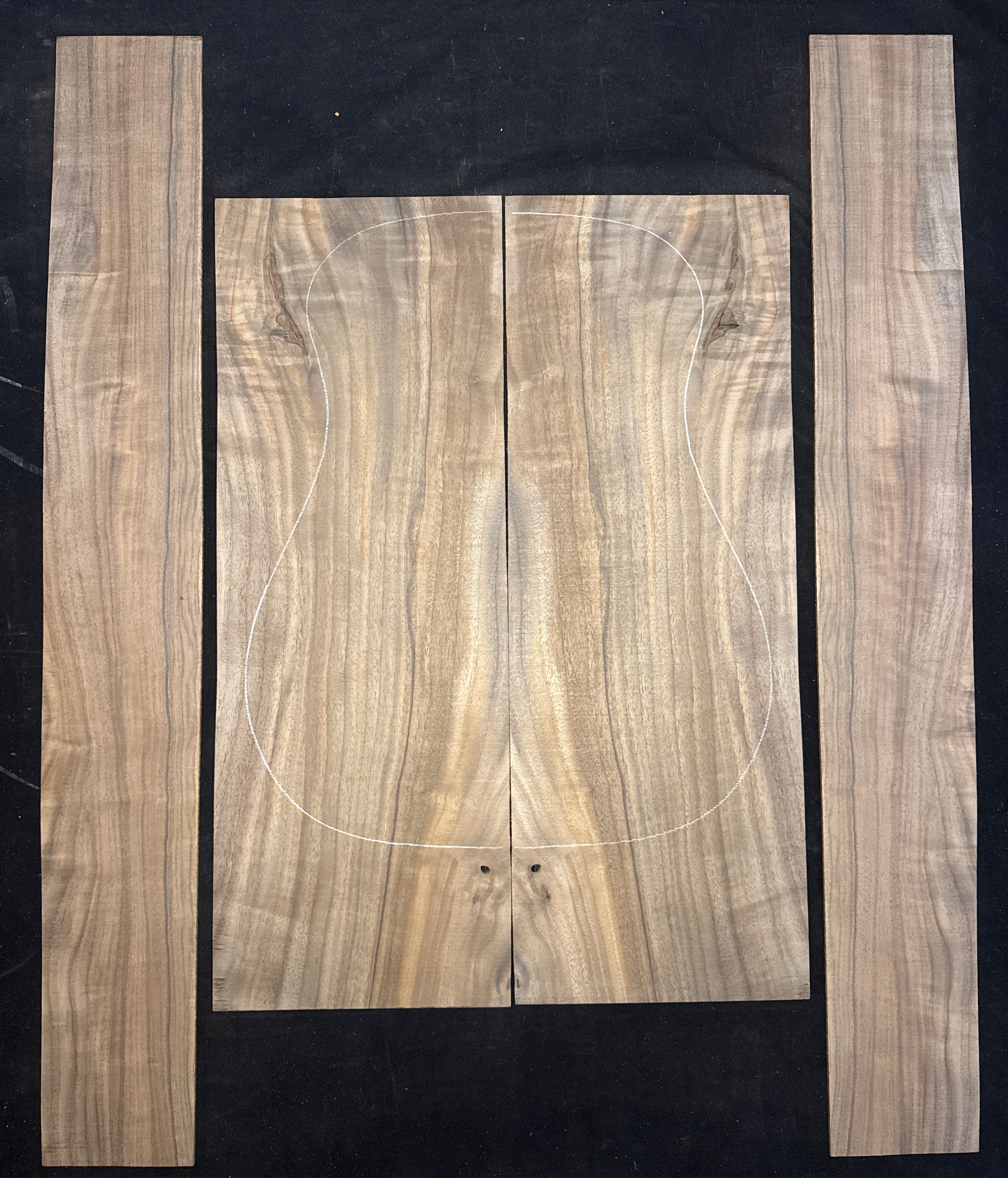 Curly Claro Walnut Acoustic Guitar Back & Sides Set 14