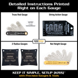 MusicNomad Precision 6 pc. Guitar Setup Gauge Tool Set - Plus 24 pg. Instructional Booklet and Storage Case