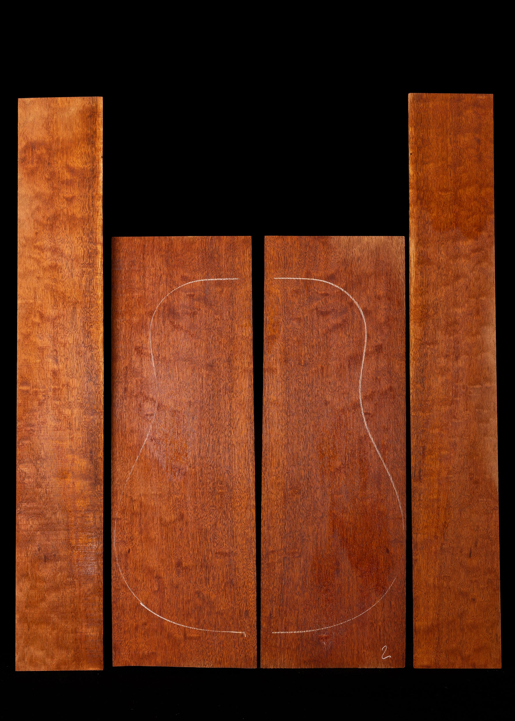 "The Tree" Quilted Mahogany Acoustic Guitar Back and Sides Set 03