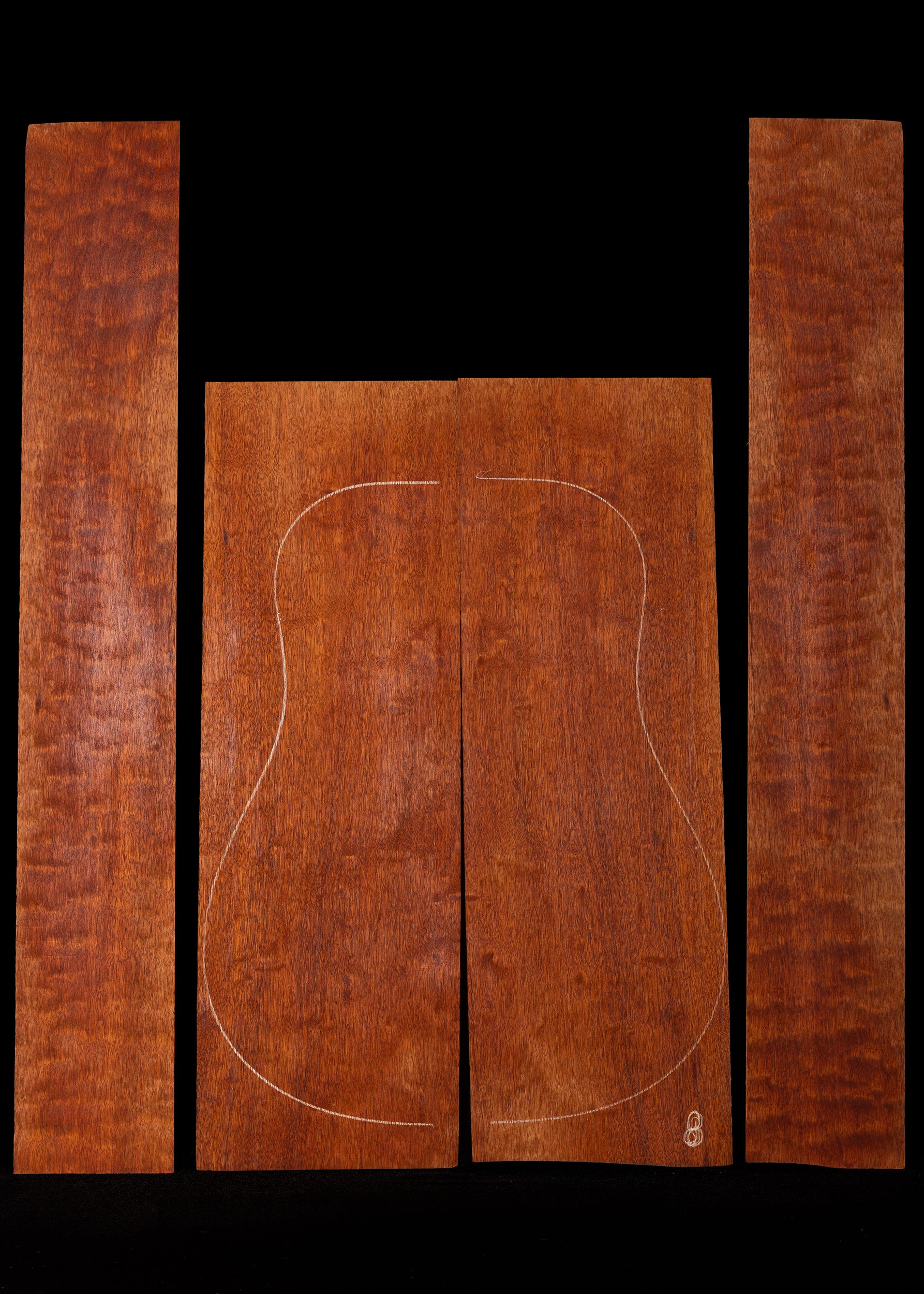 "The Tree" Quilted Mahogany Acoustic Guitar Back and Sides Set 09