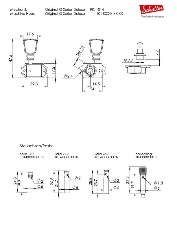 Schaller G-Series Deluxe KeyStone Tuning Machines