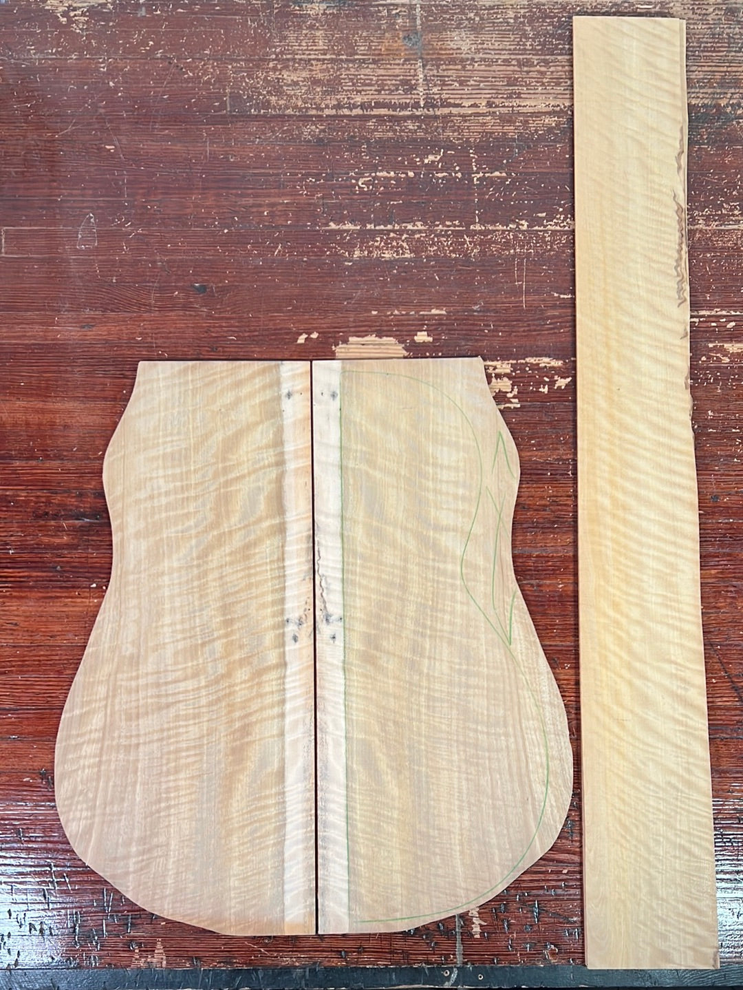 Figured Satinwood Acoustic Guitar Back and Sides Set 00 1