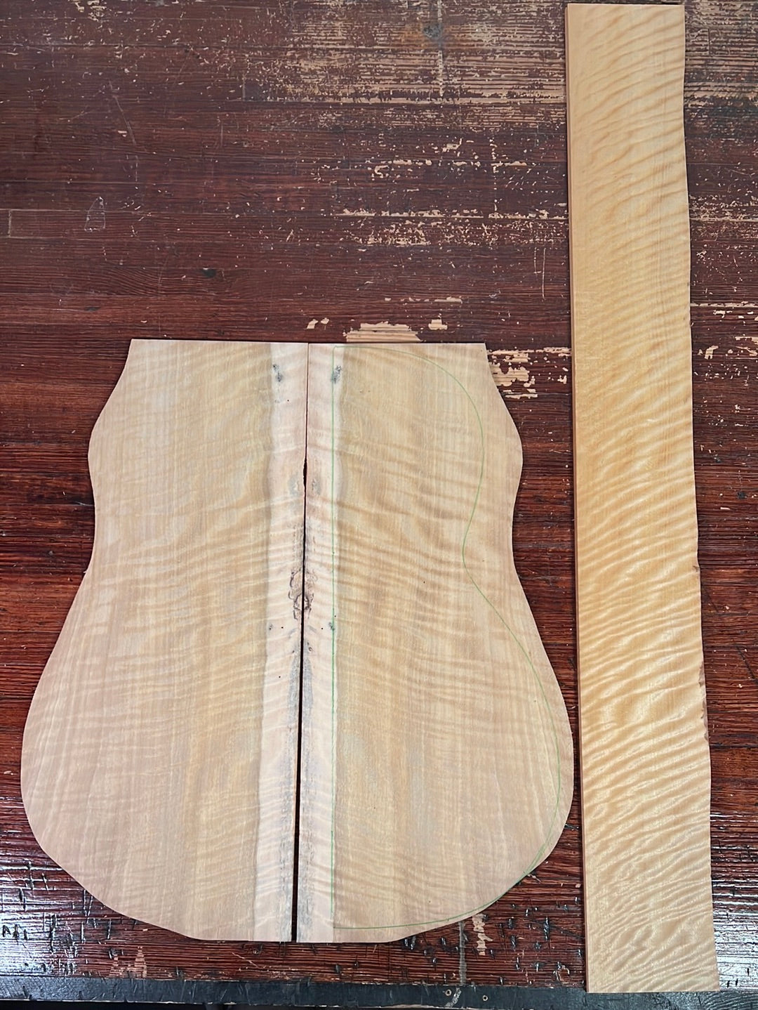 Figured Satinwood Acoustic Guitar Back and Sides Set 00