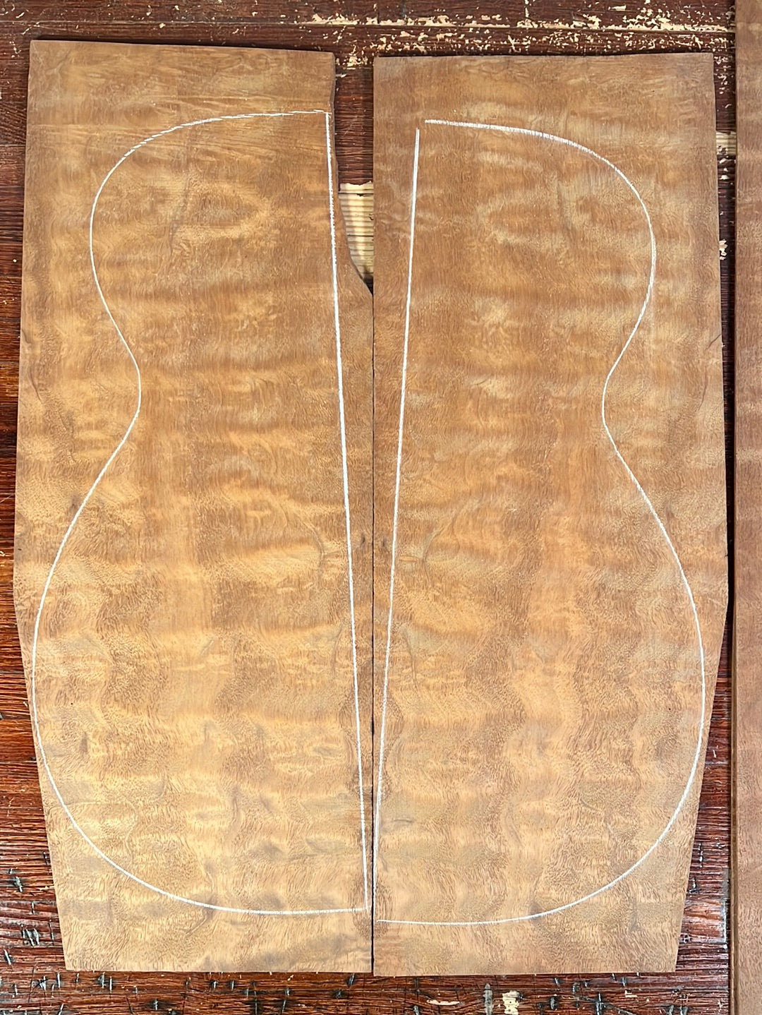"The Tree" Quilted Mahogany Acoustic Guitar Back and Sides Set OM1