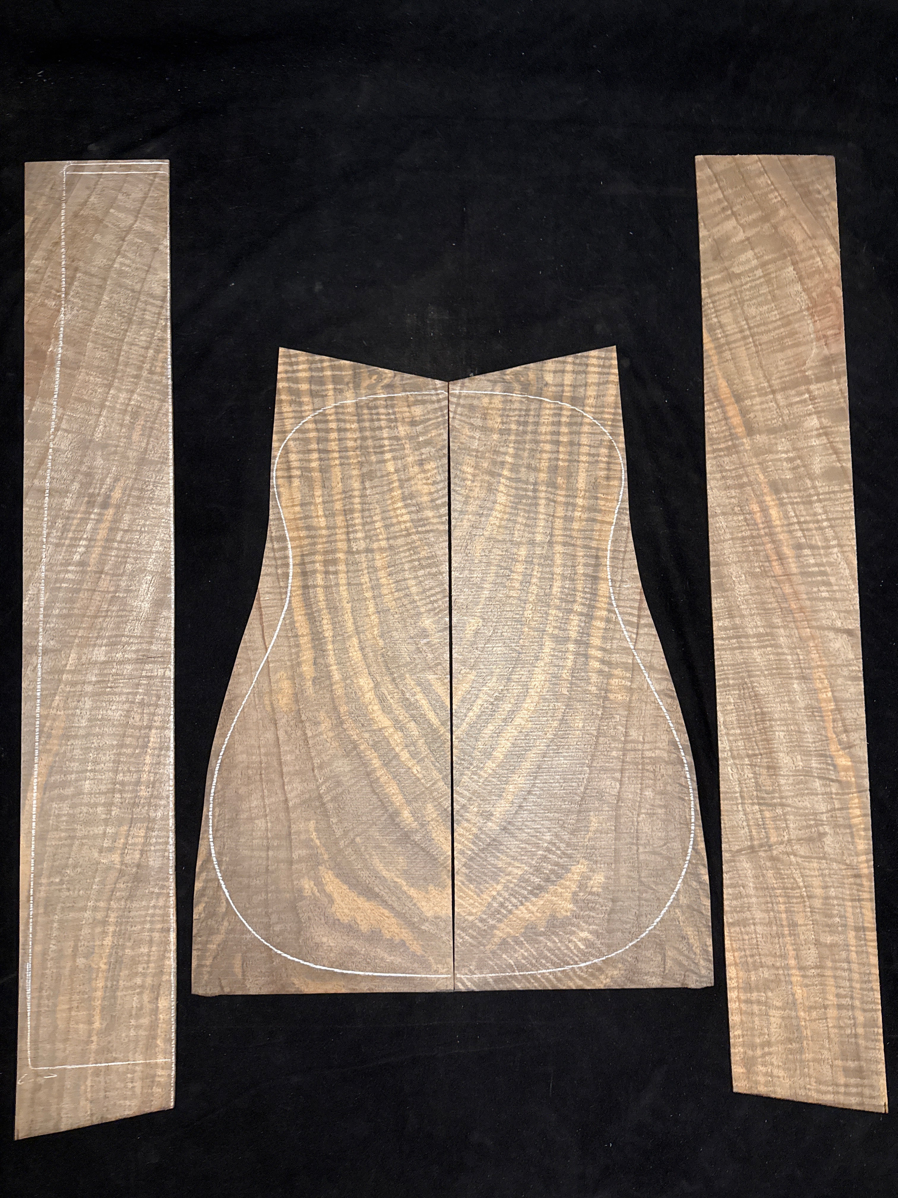 Curly Claro Walnut Acoustic Guitar Back and Sides Set 12