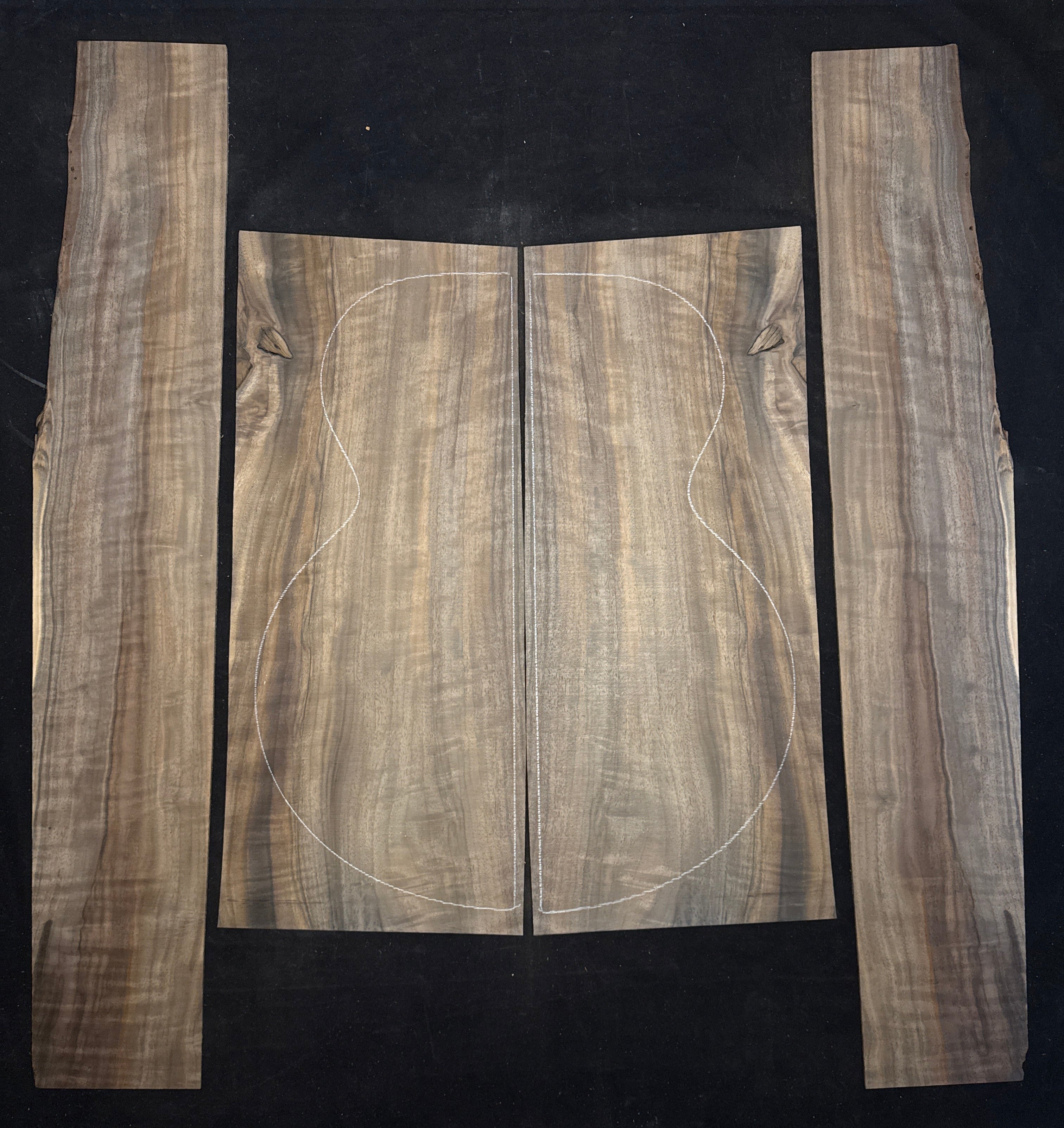 Curly Claro Walnut Acoustic Guitar Back & Sides Set 22