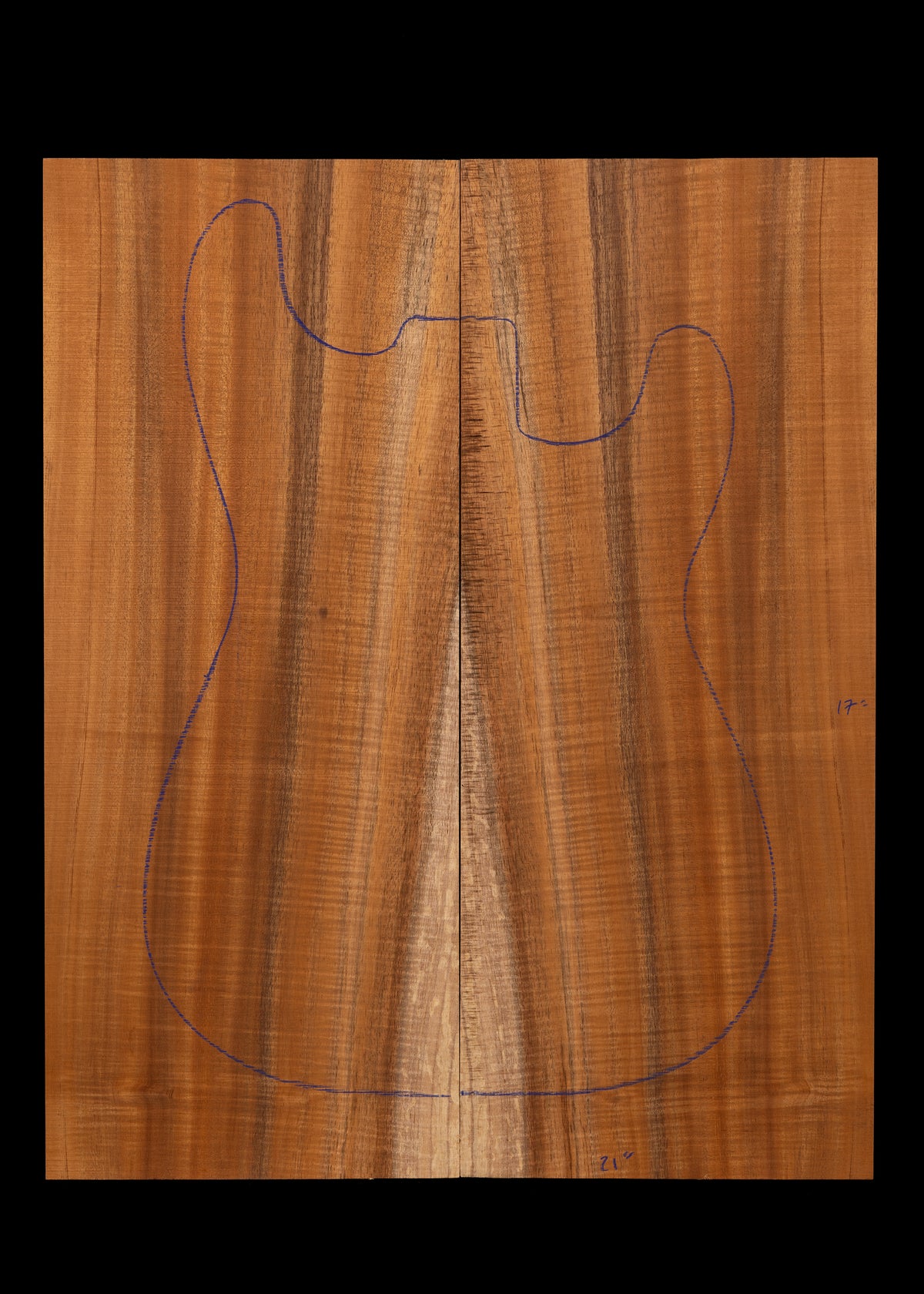 Curly Koa Bass/Electric Guitar Drop Top 40