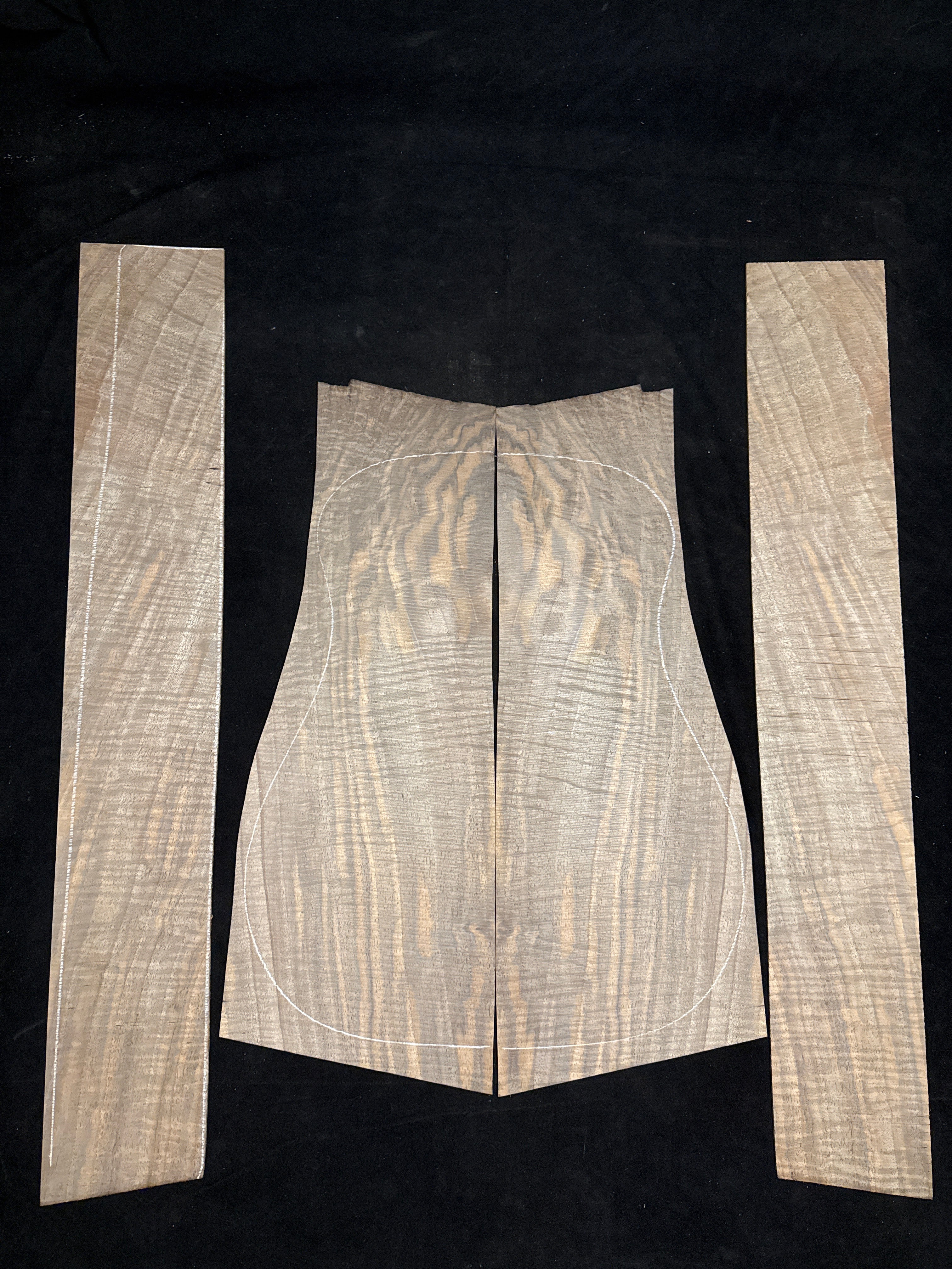 Curly Claro Walnut Acoustic Guitar Back and Sides Set 11