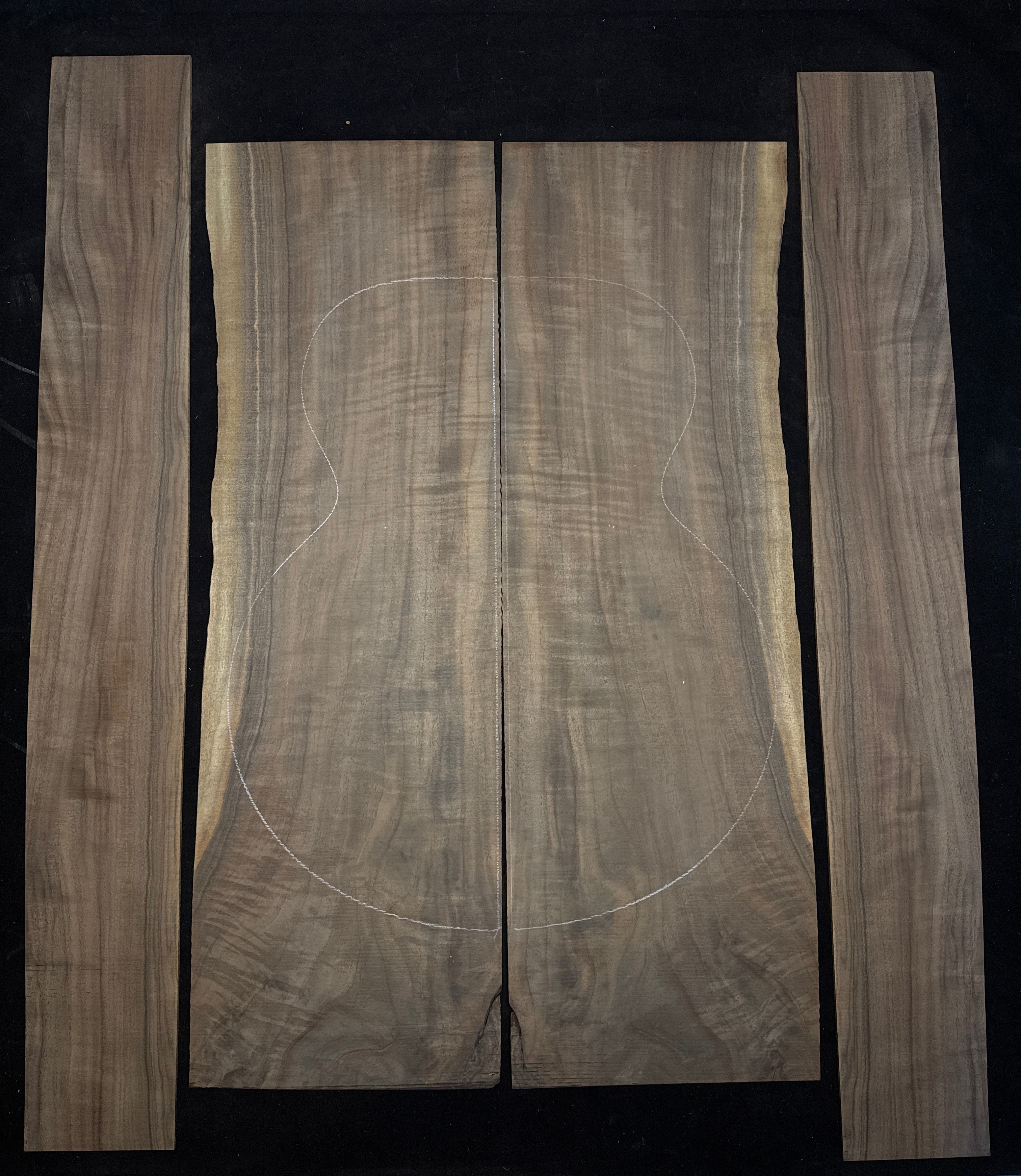 Curly Claro Walnut Acoustic Guitar Back & Sides Set 23