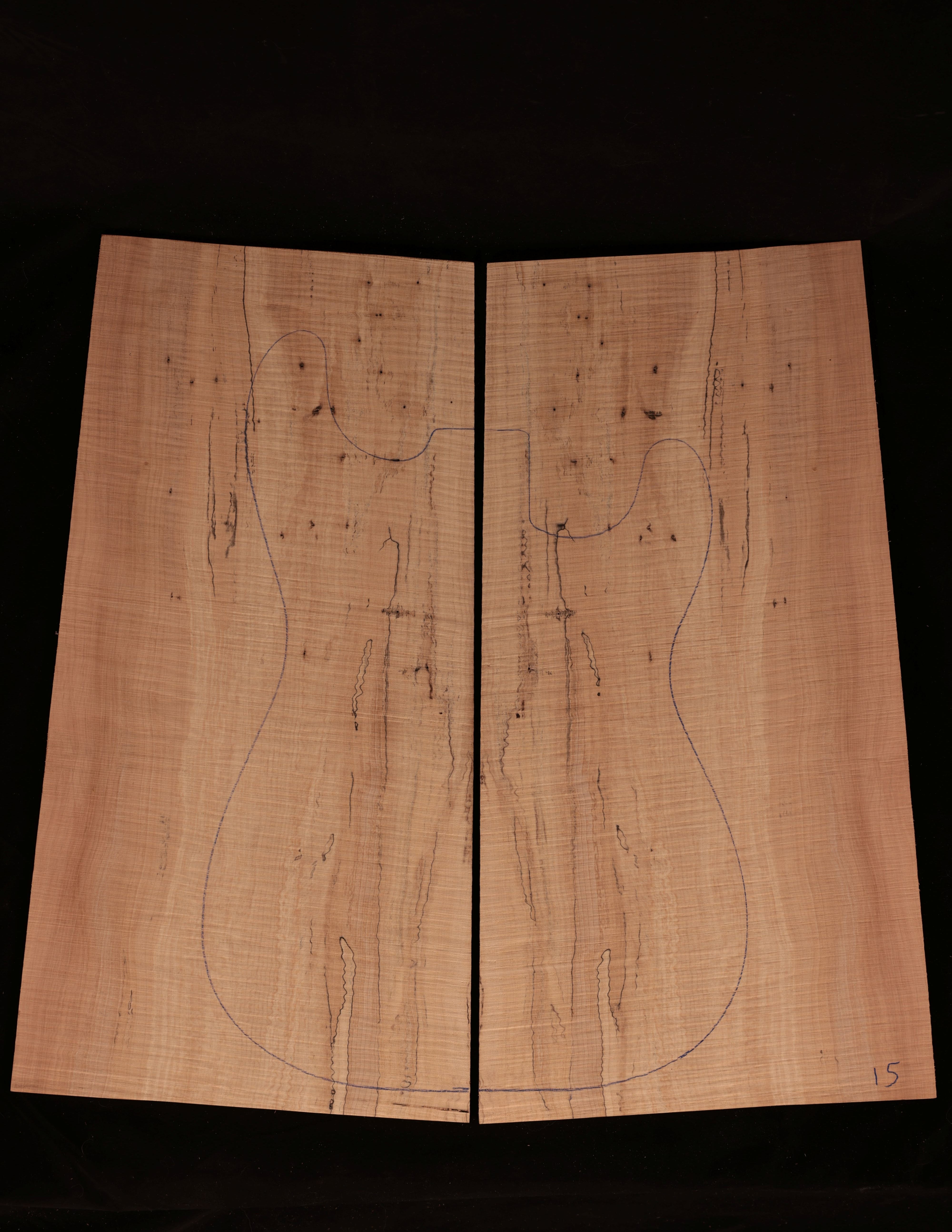 Curly Spalted Tochi Electric Guitar Drop Top 03