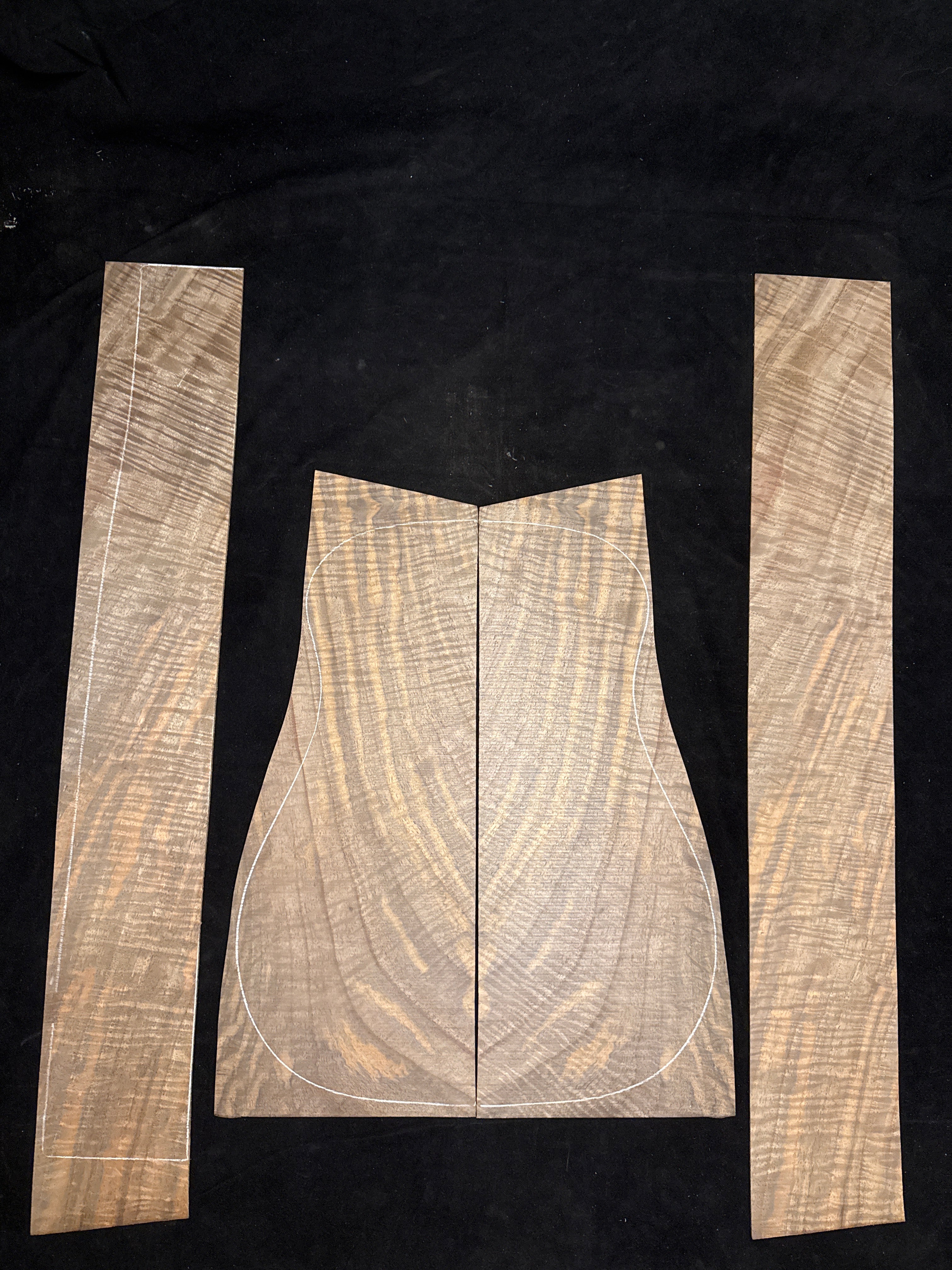 Curly Claro Walnut Acoustic Guitar Back and Sides Set 13