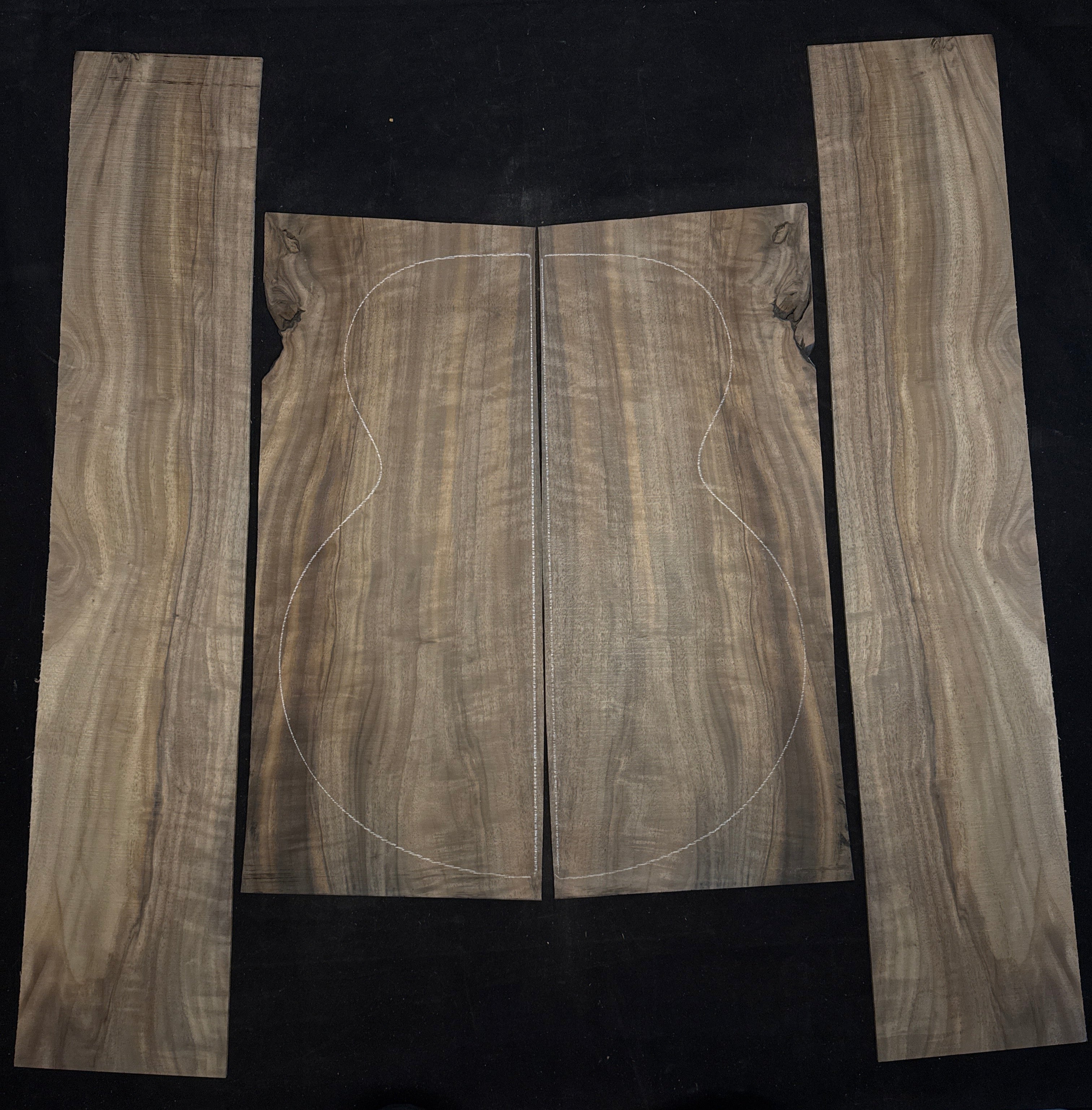 Curly Claro Walnut Acoustic Guitar Back & Sides Set 21
