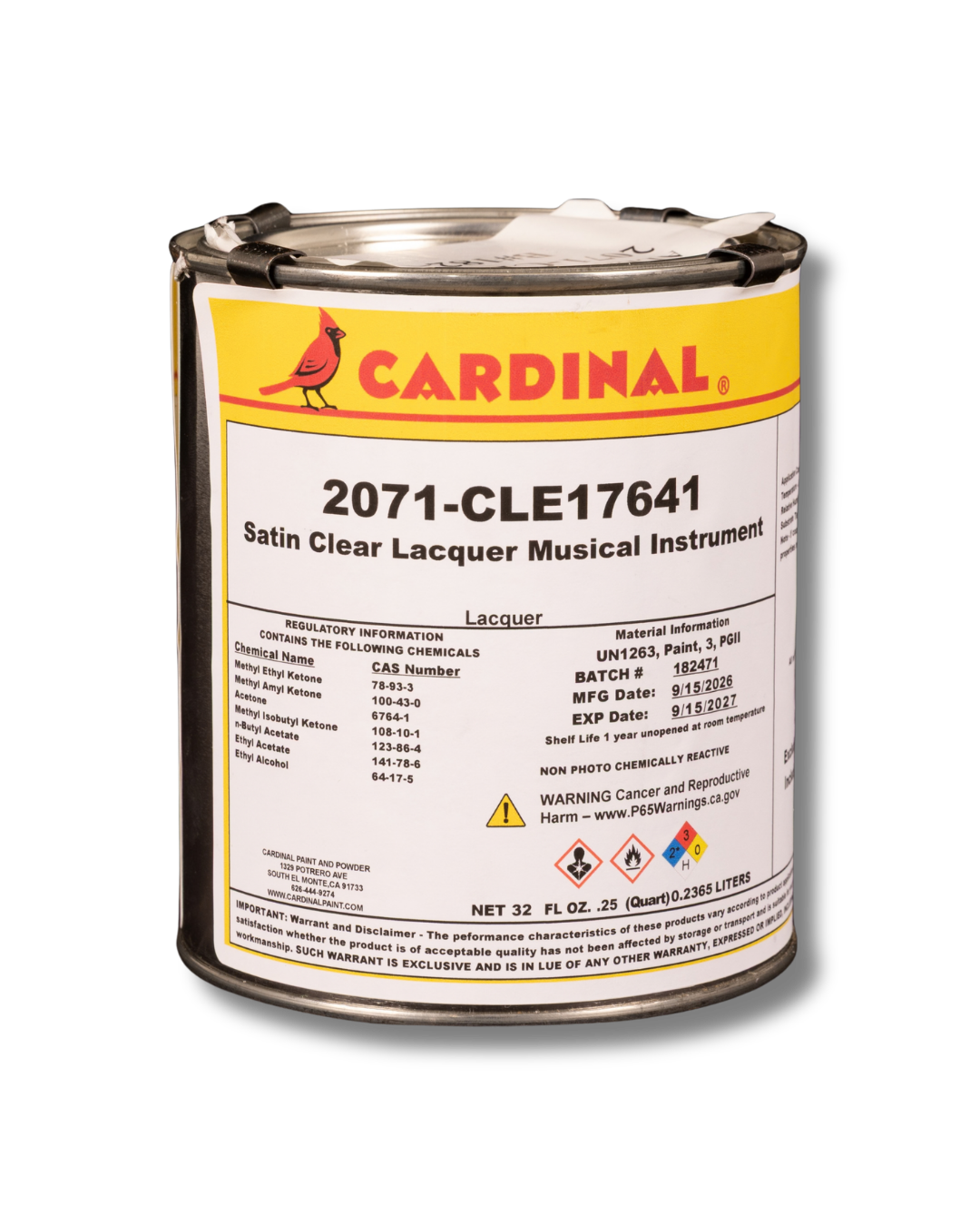 Cardinal Nitrocellulose Lacquer, Satin