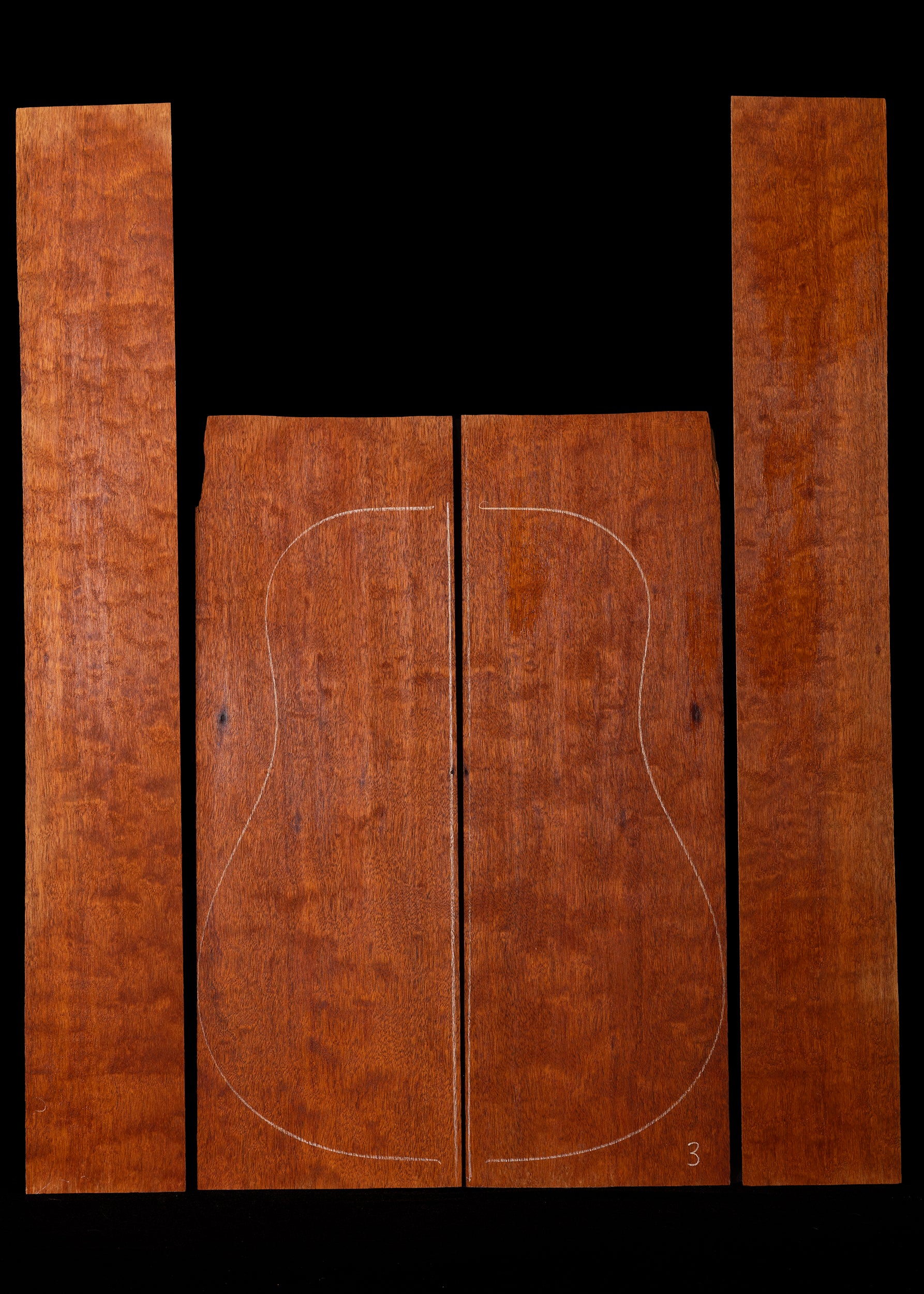 "The Tree" Quilted Mahogany Acoustic Guitar Back and Sides Set 04